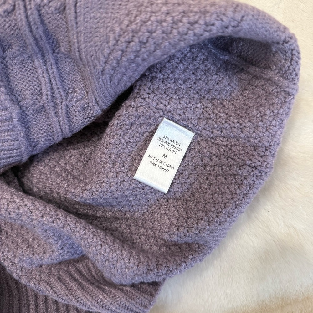 Hazel Moon Purple Cable Knit Cardigan Vest Medium / M RN#159567 NWT - Picture 5 of 5